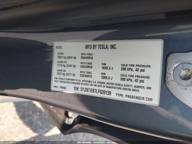 2020 TESLA MODEL 3 5YJ3E1EB7LF639139 Photo 8