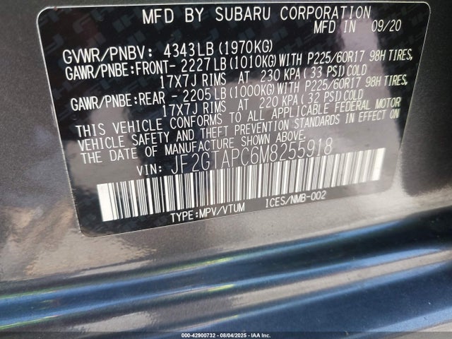 JF2GTAPC6M8255918 Subaru na