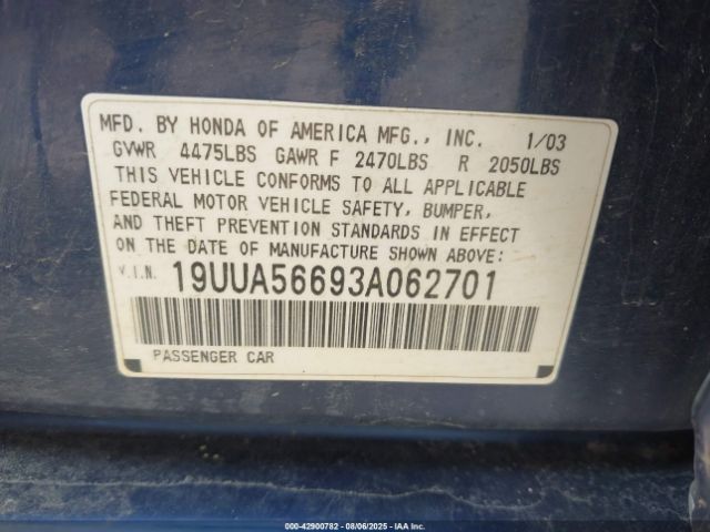 2003 ACURA TL 19UUA56693A062701 Photo 8