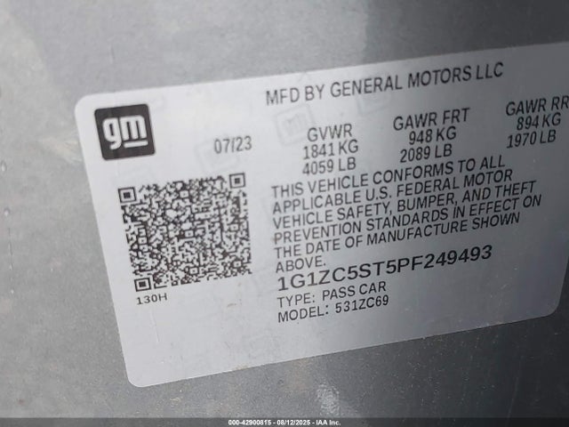 1G1ZC5ST5PF249493 Chevrolet lfv