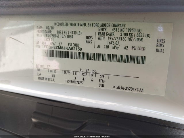 Ford Transit 2018 1FDBF8ZM8JKA62159 Image 9