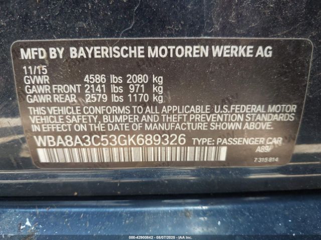 2016 BMW 320I WBA8A3C53GK689326 Photo 8