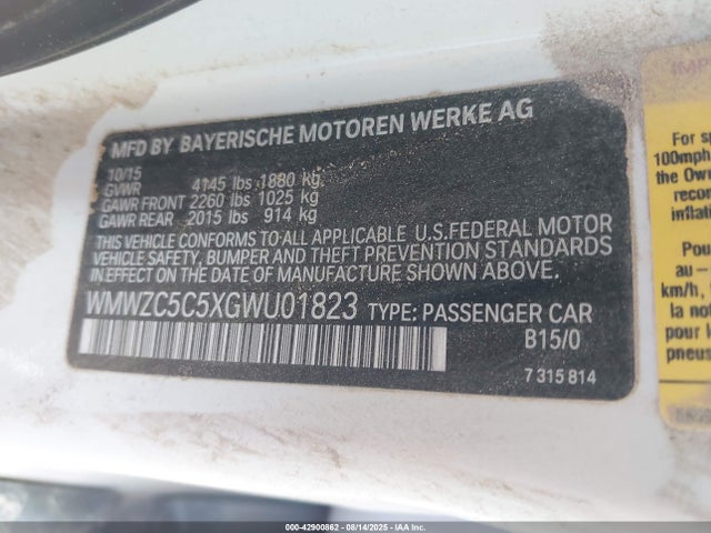 Aukcja sprzedaży 2016 Mini Countryman Cooper S, vin: WMWZC5C5XGWU01823, numer aukcji: 42900862