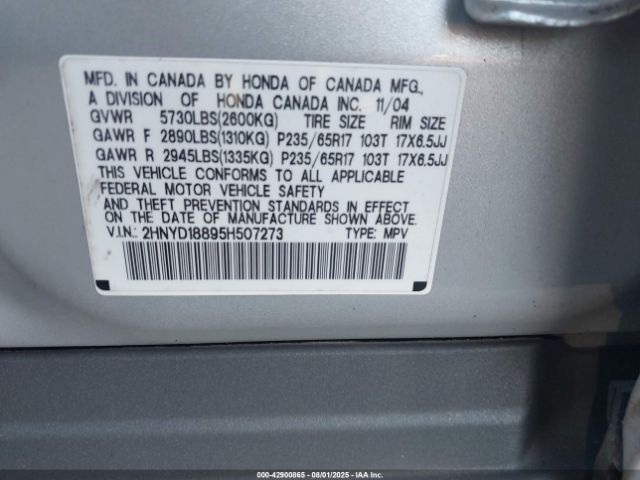 2005 ACURA MDX 2HNYD18895H507273 Photo 8