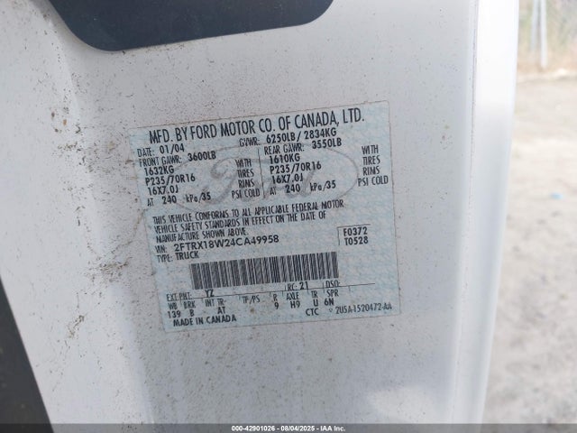 2004 FORD F-150 HERITAGE 2FTRX18W24CA49958 Photo 8