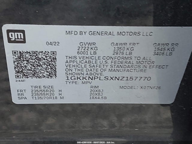1GKKNPLSXNZ157770 GMC lgx