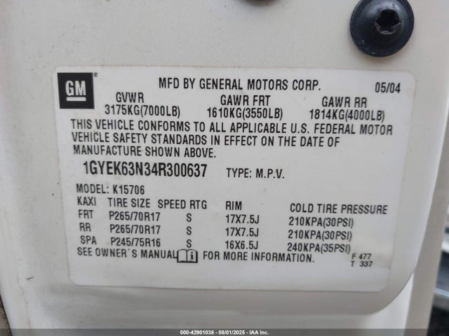 2004 CADILLAC ESCALADE 1GYEK63N34R300637 Photo 8