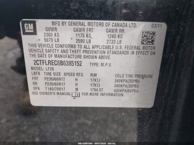 2011 GMC TERRAIN 2CTFLREC6B6385152 Photo 8