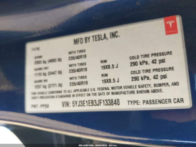 2018 TESLA MODEL 3 5YJ3E1EB3JF133840 Photo 8