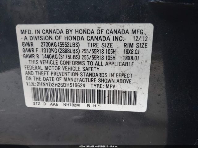 2013 ACURA MDX 2HNYD2H26DH519624 Photo 8