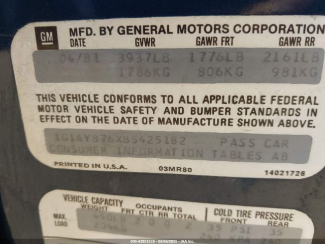 1981 CHEVROLET CORVETTE 1G1AY876XBS425182 Photo 9