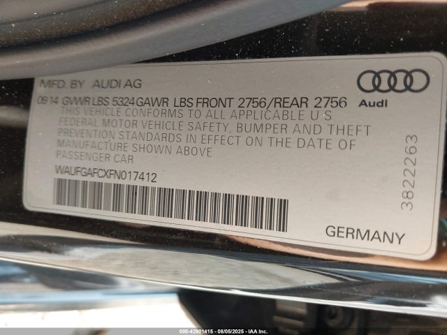 2015 AUDI A6 WAUFGAFCXFN017412 Photo 8