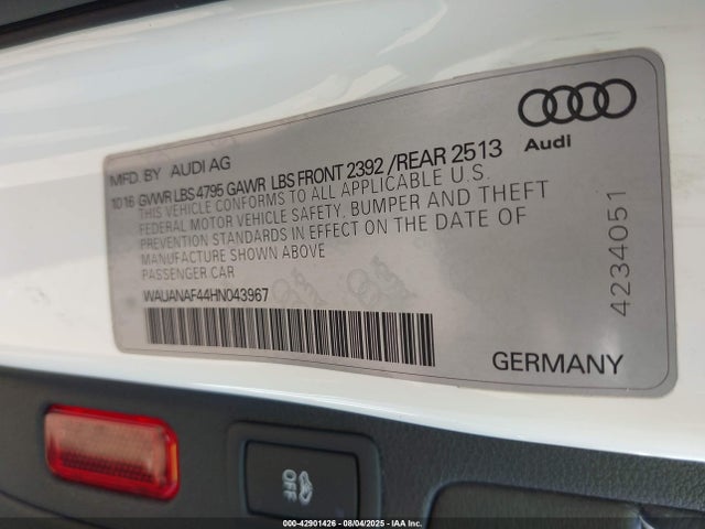 2017 AUDI A4 WAUANAF44HN043967 Photo 8