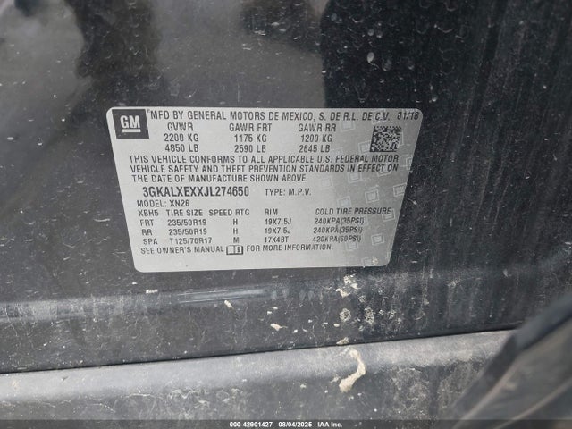 3GKALXEXXJL274650 GMC ltg - spark ignited direct injection, alum dohc, vvt, dcvcp turbo, e0-e100, alum
