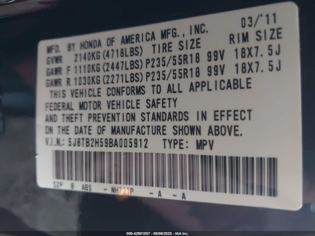 2011 ACURA RDX 5J8TB2H59BA005912 Photo 8