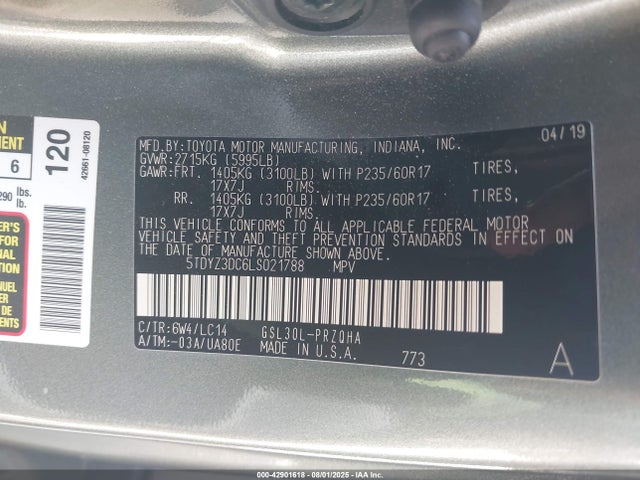 Toyota 2gr-fks 2020 5TDYZ3DC6LS021788 Image 9