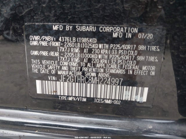 Subaru na 2021 JF2GTHRC8MH224997 Image 9