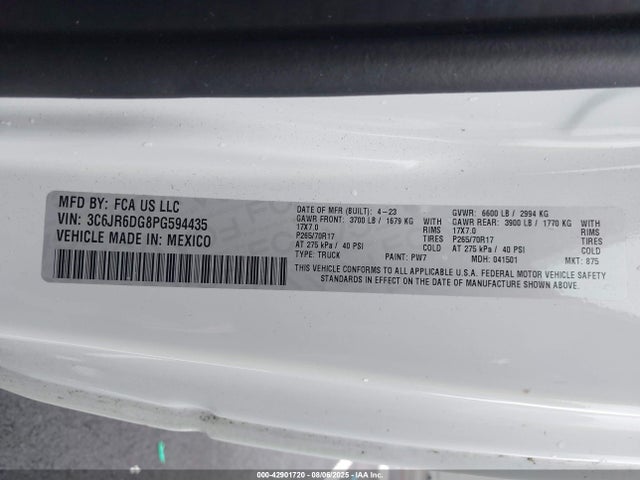 Aukcja sprzedaży 2023 Ram 1500 Classic Tradesman  4x2 8' Box, vin: 3C6JR6DG8PG594435, numer aukcji: 42901720