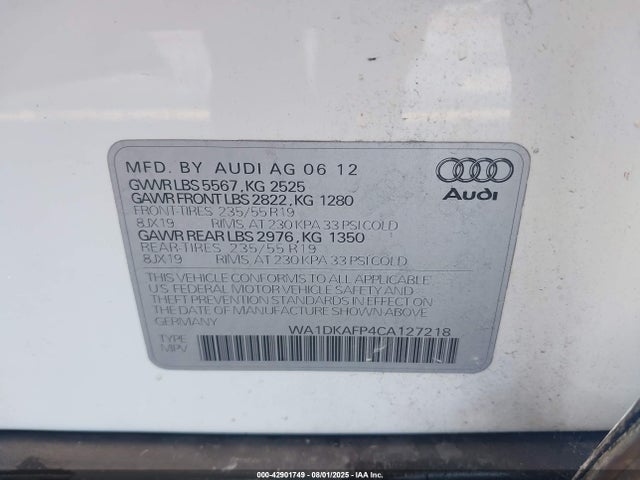 2012 AUDI Q5 WA1DKAFP4CA127218 Photo 8