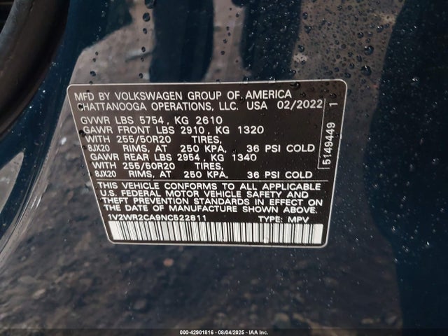 1V2WR2CA9NC522811 Volkswagen fsi