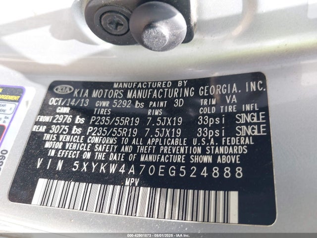 5XYKW4A70EG524888 KIA gasoline 3.3 v6 gdi lambda ii