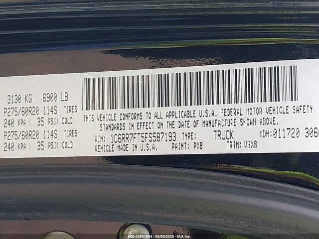 RAM 1500 2015 1C6RR7FT5FS587193 Image 9