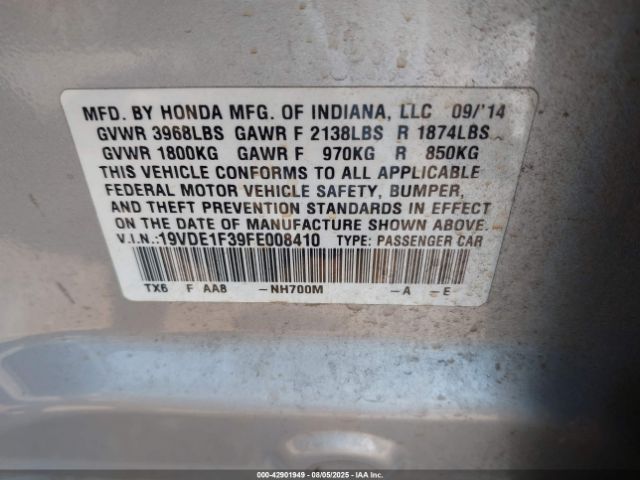 2015 ACURA ILX 19VDE1F39FE008410 Photo 8