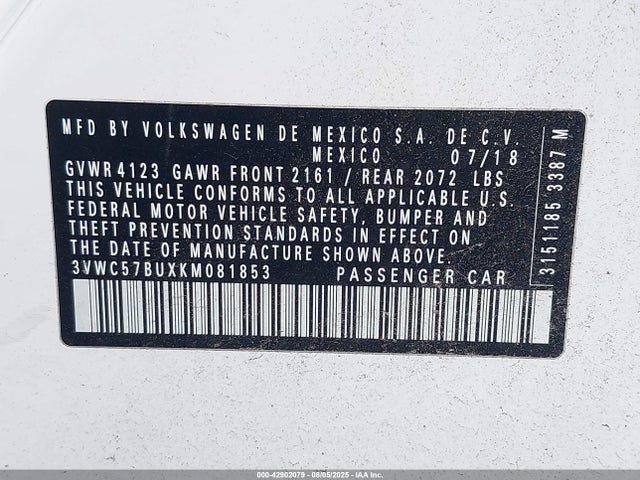 Volkswagen 1.4 tsi 2019 3VWC57BUXKM081853 Image 9