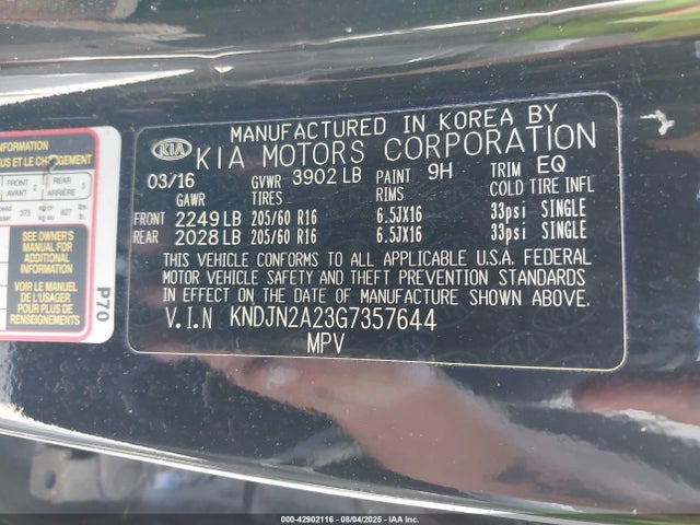 KIA gdi gamma 2016 KNDJN2A23G7357644 Image 9