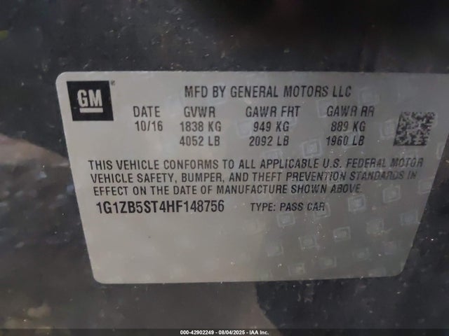 1G1ZB5ST4HF148756 Chevrolet lfv - di: direct injection, vvt: variable valve timing, gen 1