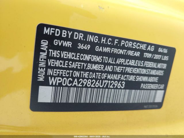 2006 PORSCHE BOXSTER WP0CA29826U712963 Photo 8