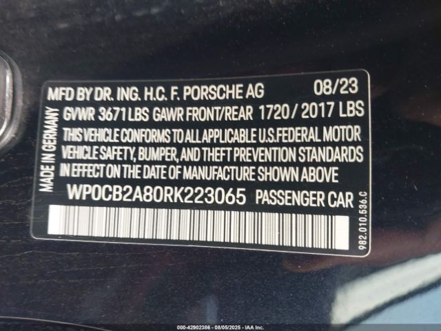 2024 PORSCHE 718 BOXSTER WP0CB2A80RK223065 Photo 8