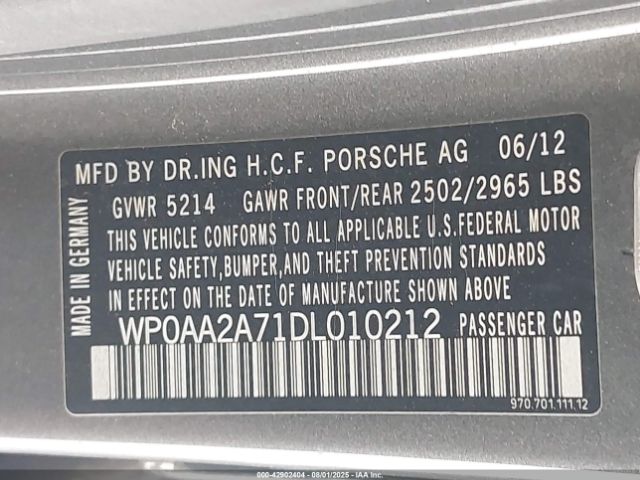 2013 PORSCHE PANAMERA WP0AA2A71DL010212 Photo 8