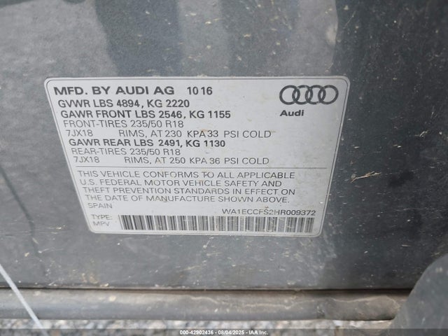 2017 AUDI Q3 WA1ECCFS2HR009372 Photo 8