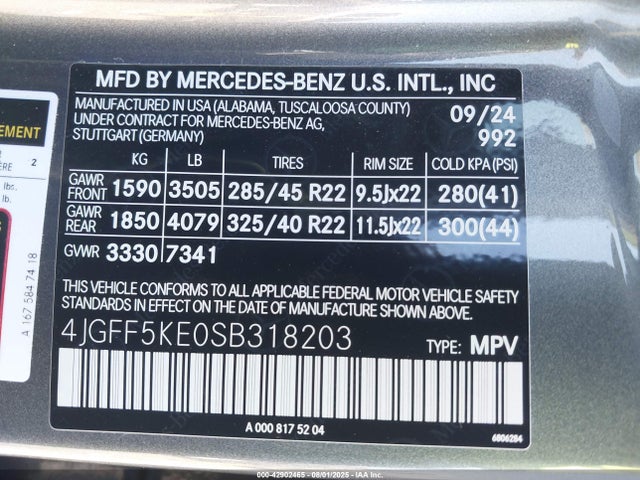 4JGFF5KE0SB318203 Mercedes-Benz m256m