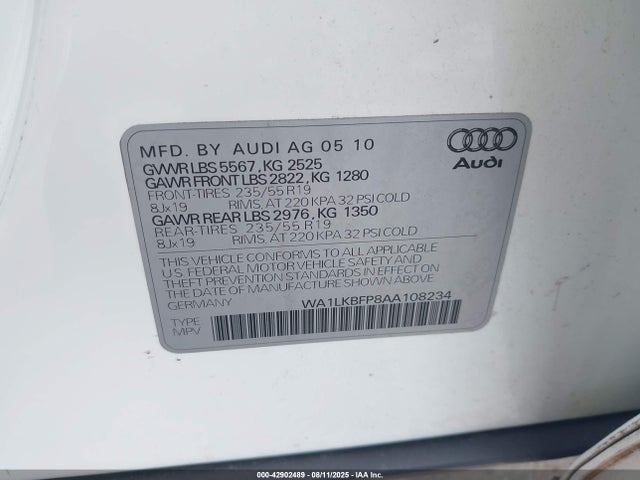 2010 AUDI Q5 WA1LKBFP8AA108234 Photo 8