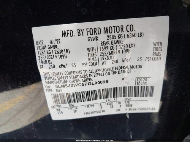 5LM5J0WC5PGL00096 Lincoln gtdi