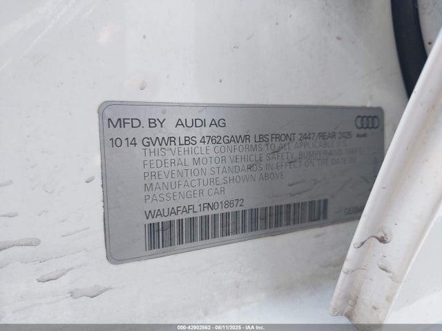 Audi flex fuel capable engine 2015 WAUAFAFL1FN018672 Image 9