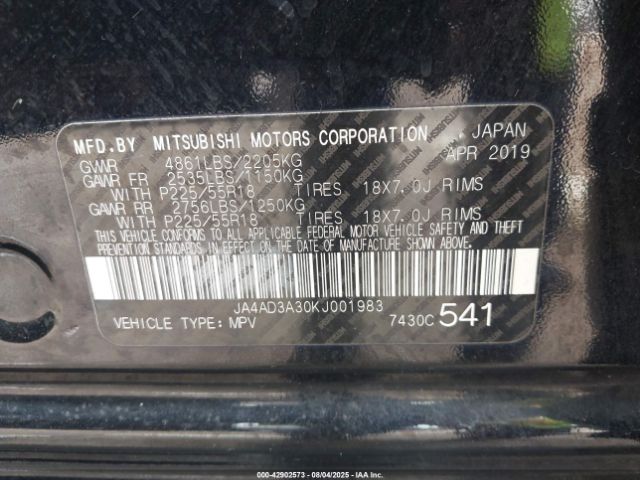 2019 MITSUBISHI OUTLANDER JA4AD3A30KJ001983 Photo 8