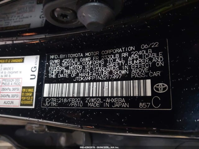 JTDKAMFP1N3217497 Toyota 2zr-fxe, 1nm+1sm