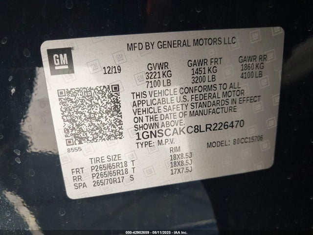 Chevrolet l83 - spark ignited direct injection, variable valve timing, afm, e85 max, alum 2020 1GNSCAKC8LR226470 Image 9