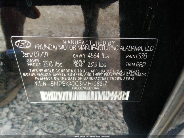 5NPEK4JC3MH108217 Hyundai t-gdi theta iii