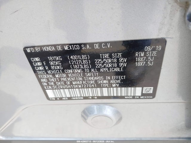 3CZRU5H19KM727041 Honda r18z9