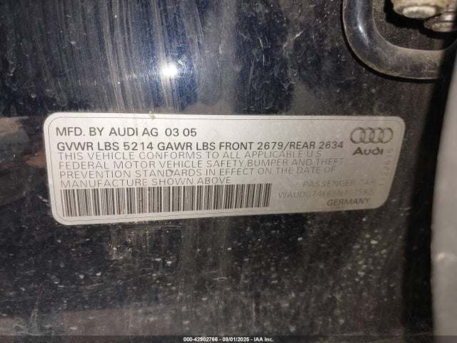 2005 AUDI A6 WAUDG74F65N107582 Photo 8