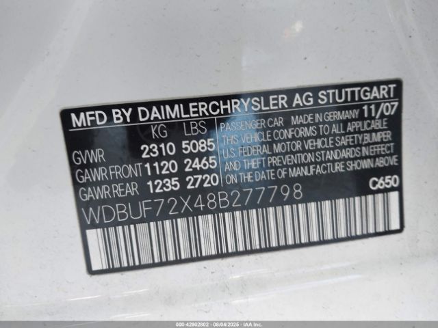 2008 MERCEDES-BENZ E 550 WDBUF72X48B277798 Photo 8