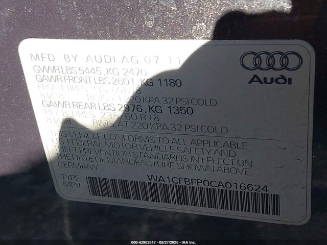 2012 AUDI Q5 WA1CFBFP0CA016624 Photo 8