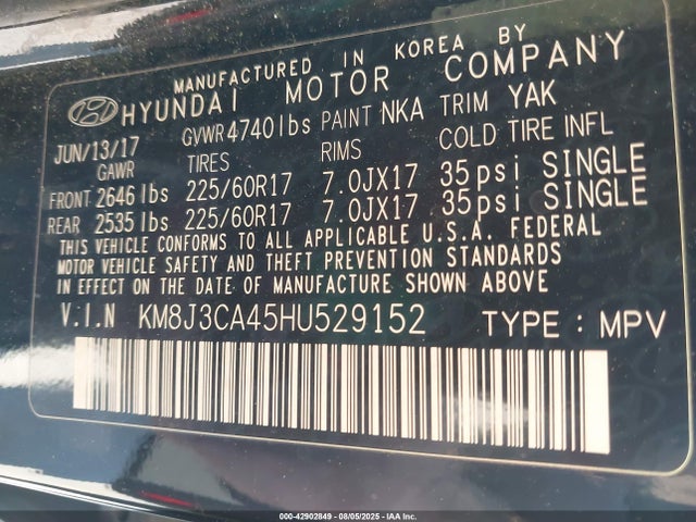 Hyundai gdi nu 2017 KM8J3CA45HU529152 Image 9