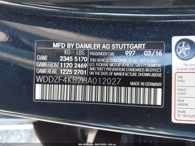 Продаж на аукціоні авто 2017 Mercedes-benz E 300 4matic, vin: WDDZF4KB2HA012027, номер лоту: 42902856