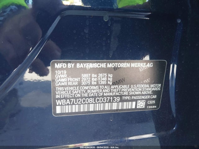 BMW 2020 2020 WBA7U2C08LCD37139 Image 9