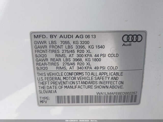 2014 AUDI Q7 WA1LMAFE6ED002257 Photo 8